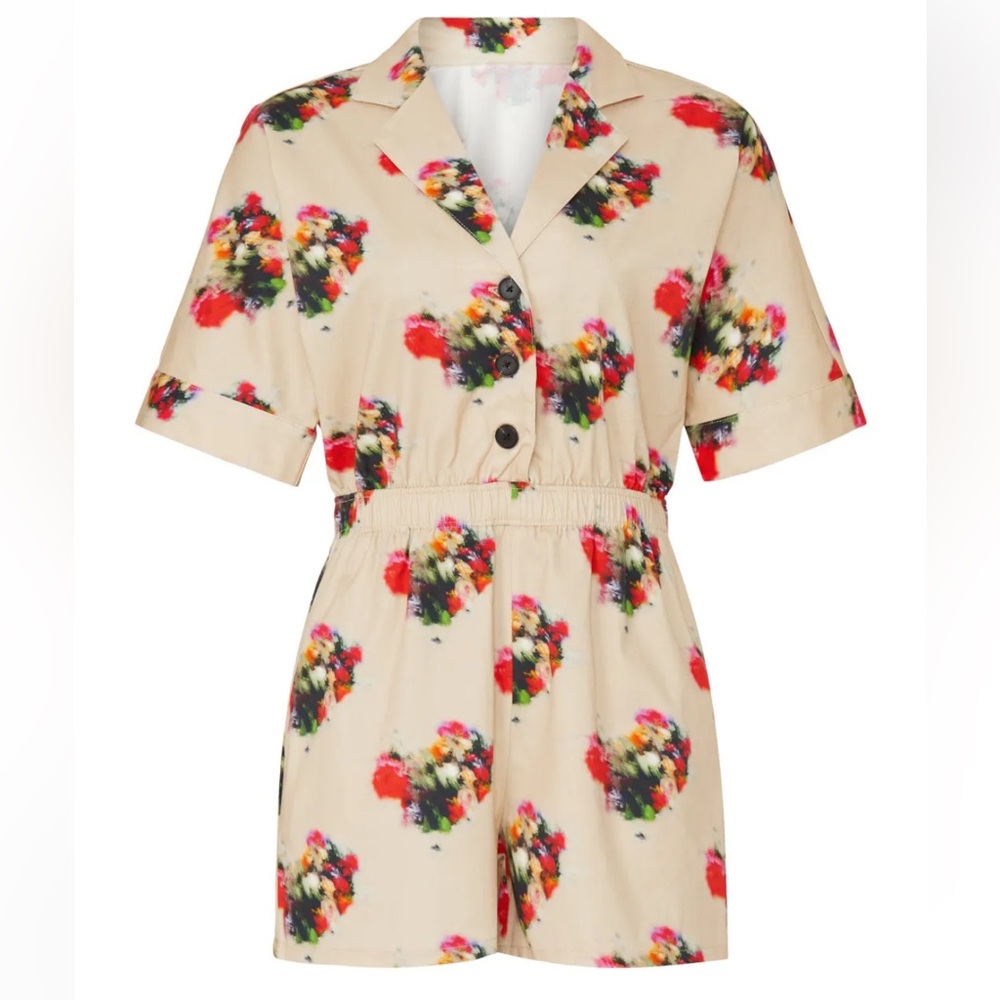 Adam Lippes Floral Print Short Sleeve Romper - EUC